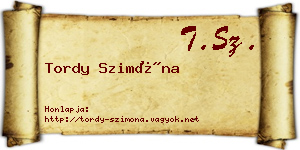 Tordy Szimóna névjegykártya